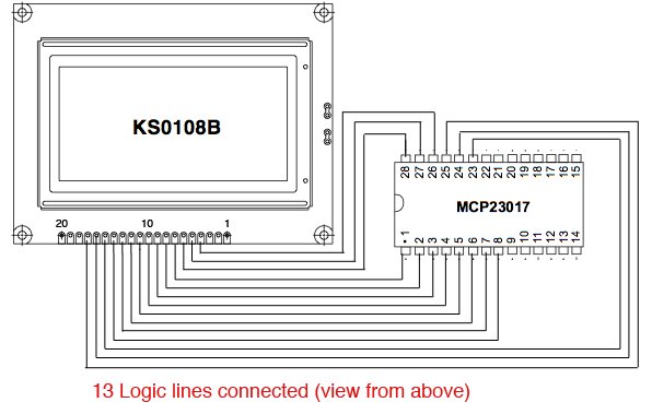 MCP23017 connected to LCD screen